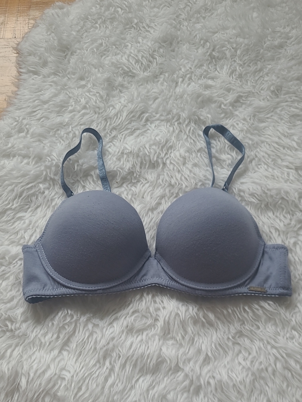 Nautica Blue Grey Cotton Blend Adjustable Straps Comfort Push Up Size 34C